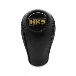 Mitsubishi HKS Gold Emblem Genuine Leather Gear Stick Shift Knob 4 5 Speed MT Shifter Lever Screw-On Type M10x1.25