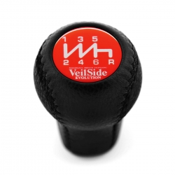 Mitsubishi VeilSide Red Gear Shift Knob 6 Speed MT Pull-UP Reverse Lockout Genuine Leather Shifter Lever Screw-On Type M10x1.25