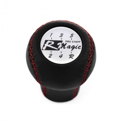 Mitsubishi R Magic Red Stitch Genuine Leather Short Shift Knob 5 Speed Manual Gearbox Gear Shifter Lever Screw-On Type M10x1.25