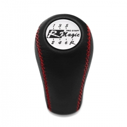 Mitsubishi R Magic Red Stitched Leather Shift Knob 6 Speed MT Pull-UP Reverse Lockout Shifter Lever Screw-On Type M10x1.25