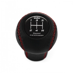 Mazda HKS Shift Knob 5 Speed Manual Transmission Red Stitched Genuine Leather Gear Shifter Lever Screw-On Type M10x1.25