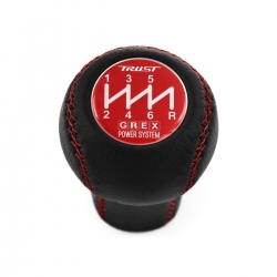 Mazda Trust Grex Red Stitched Genuine Leather Short Shift Knob 6 Speed Manual Transmission Shifter Lever Screw-On Type M10x1.25