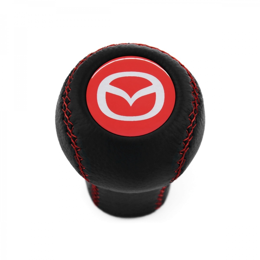 Mazda Short Shift Knob Red Stitched 5 & 6 Speed Manual Transmission Genuine Leather Gear Shifter Lever Screw-On Type M10x1.25