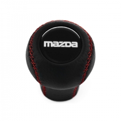 Mazda Short Shift Knob Red Stitched 5 & 6 Speed Manual Transmission Genuine Leather Gear Shifter Lever Screw-On Type M10x1.25