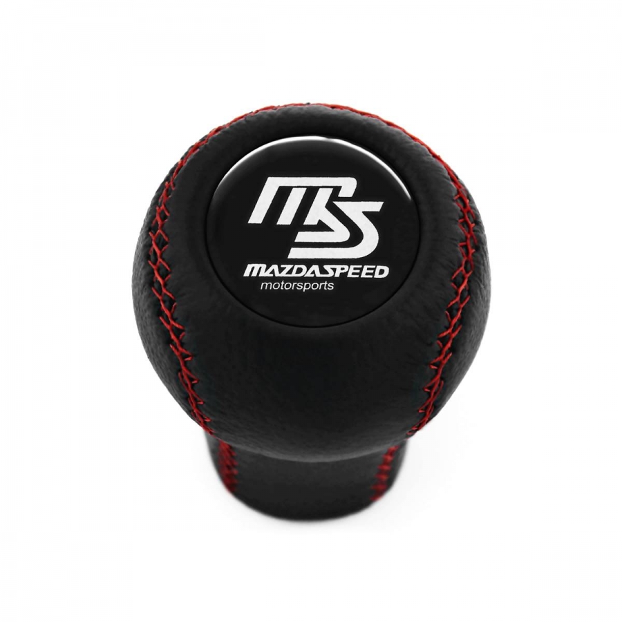 Mazda Mazdaspeed Short Shift Knob Red Stitched 5 & 6 Speed Manual Gearbox Genuine Leather Shifter Lever Screw-On Type M10x1.25